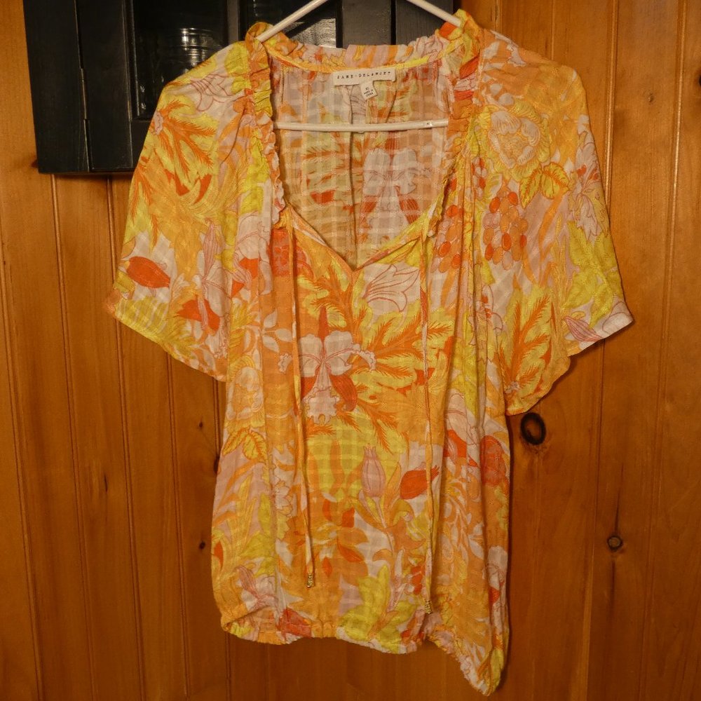 Gorgeous Jane + Delancey Short Sleeved Summer Blouse Size XL Extra Large